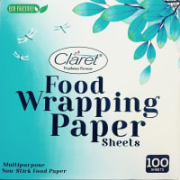 CLARET Premium Multi-Purpose Food Wrapping Sheets | 100 Count, 40 GSM | Non-Stick, Grease-Resistant Parchment Paper for Roti & Food Wrapping