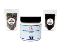 foodfrillz Whipping Cream Powder - All-purpose/Vanilla (100 g) + Rainbow Sprinkles (50 g) + Chocolate Strands Sprinkles (50 g) Pack of 3