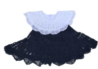 Handmade Crochet Baby Dress in Black with White Collar