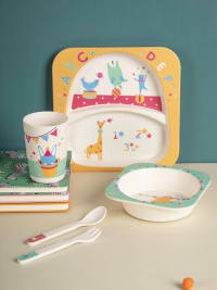 Market99 Children'S Pastel Dinner Set 1 Plate, 1 Bowl, 1 Tumbler, 1 Fork & 1 Spoon