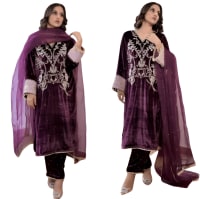 Velvet Ready to wear indian salwar kameez Dupatta for women anarkali designer pakistani dresses Festival 3 piece