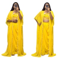 Yellow Indowestern Readymade Indian Skirt Blouse And Shrug For Wedding Lehenga Choli