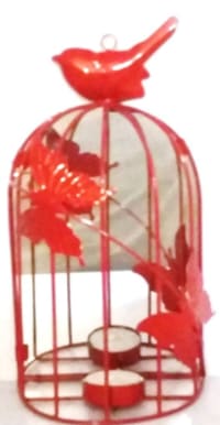 Stunning Decorative Designer Red Bird Cage Wall Art/Tealight Holder - by Marigold Stores®