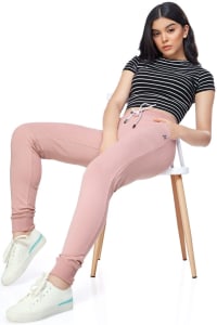 ZEYO Women's Joggers Solid Plain Blue Regular Fit Track Pant