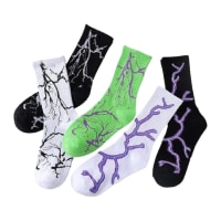 Sockscarving Pack of 5 Unisex Lightning Edition Cotton Socks - Soft Fabric, Different Pattern, Contrast Colors, High Ankle, Full-Length Comfort for Men and Women
