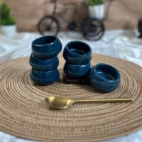 Ceramic Dining Chic Teal Blue Ceramic Dip Bowls Set of 6 || Ketchup Bowls || Sauce Bowls || Chutney Bowls