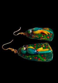 Handmade Polymer Clay Bird Hook Earring