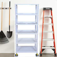  6-Tier White Plastic Shelving Unit with Wheels - NSF Certified