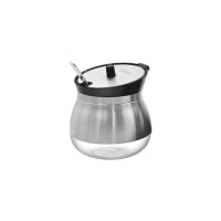 Ghee Dani Stainless Steel Ghee and Oil Pot, Storage Container with Spoon 270 ml, Multipurpose Servings jar, Silver for Kitchen & Dining