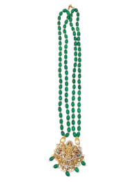 Stunning Gold-Plated Pendant Necklace with Green Beads and Pearls
