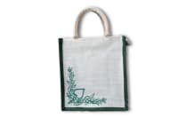 Stylish and Eco-Friendly Jute Tote Bag with Green Floral Embroidery bag