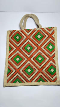 Handmade Jute Bag with Geometric Design