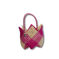 Beaded Handbag Basket with Double Handles