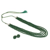 Manbhar Gems - Crystal Gemstone Beads Green  Necklace Set for girl and Women 5 layer Mala With Stud Earring stylish traditional Beaded Fashion jewellery