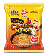 OTTOGI Cheese Ramen Spicy Stir Fry Instant Noodles, Korean Style, 130g Packs, The Product of Korea