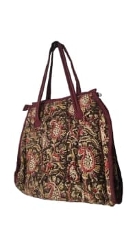 AP MEPMA KALANKARI BAGS  Handcrafted Quilted Cotton Tote Bag with Paisley Print and Zipper Closure