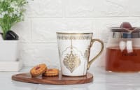 Femora Heritage Gold Coffee Mug Milk Mug - 330 ML, Set of 3 (Not Microwave Safe)