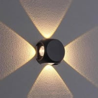 6-Watt Omni 4 Way Up Down (4 Multi-Directional Glow) Wall Light with Aluminium IP65 Waterproof Body, Warm White, Pack of 1