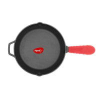 Pigeon Imperi Cast Iron Fry Pan/Skillet, Free Silicone Grip, Pre-Seasoned, 100% Healthy & Toxin-Free, Naturally Nonstick Frying Pan, Makes Food Tastier, Strong & Durable, Gas & Induction, Frypan 22cm