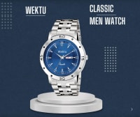 Wektu/POSH Premium Luxury Silver Watch with Engraved Detail