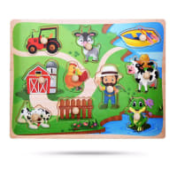 Wooden Farm Puzzle | Learning Toys for Children | Farm Wooden Puzzle | Wooden Grab Board | Farm Animal Wooden Puzzle | Wooden Puzzle Farm Animals | Puzzle Game | Puzzle Board | Educational Puzzle