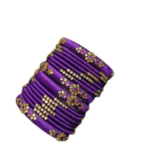 Purple Silk Thread Bangles with Gold and Stone Embellishments