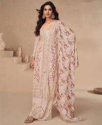 designer sky blue summer wear chinon Pakistani straight suit for women
