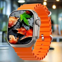 Vibrant Orange Ribbed Smartwatch with HD Display & Fitness Tracker
