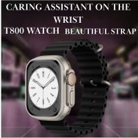 T800 Smartwatch with Black Ocean Strap and Health Monitoring