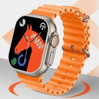 Smartwatch with Vibrant Orange Ocean Band - Fitness Tracker & Health Monitor