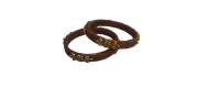 Elegant Brown Silk Thread Bangles with Floral Brass Embellishments (Pair)