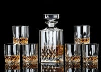 Premium Crystal Clear bar Set 1 Decanter Bottle(800ml) with 6 Whiskey Glasses(300ml) Perfect for Scotch, Bourbon, Wine, Vodka, Cocktail, Tequila, Rum