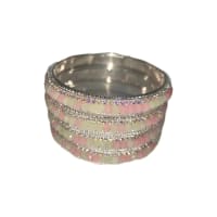 Indian Traditional Pink and White Bangle Set for Women and Girls