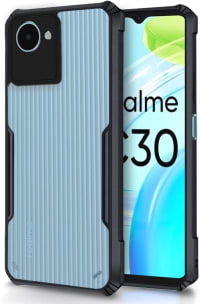 PLUGTECH Slim Shockproof Case | Matte Black Soft | Drop Protection | Precise Cutouts | Premium Mobile Cover for Realme C30, Realme Narzo 50i Prime