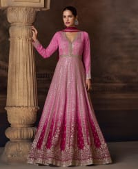 New Chinon Pink Anarkali Suit for Women – Wedding Wear