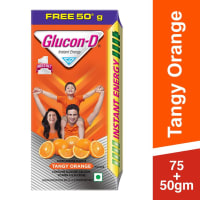 Glucon-D Tangy Orange Glucose Powder(75g + 50g Extra)| For Tasty Orange Flavoured Glucose Drink| Provides Instant Energy| Vitamin C Supports Immunity| Contains Calcium for Bone