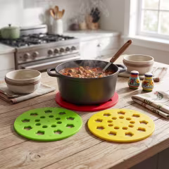 Heat Resistant Floral Silicone & Plastic Trivet Mat Set (Hot Pot & Pan Table Protector) thumbnail 2