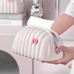 Luxury Shell Shaped Tissue Box Holder with Cute Bow & Chrome Trim thumbnail 2