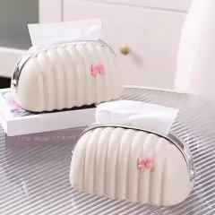 Luxury Shell Shaped Tissue Box Holder with Cute Bow & Chrome Trim thumbnail 5