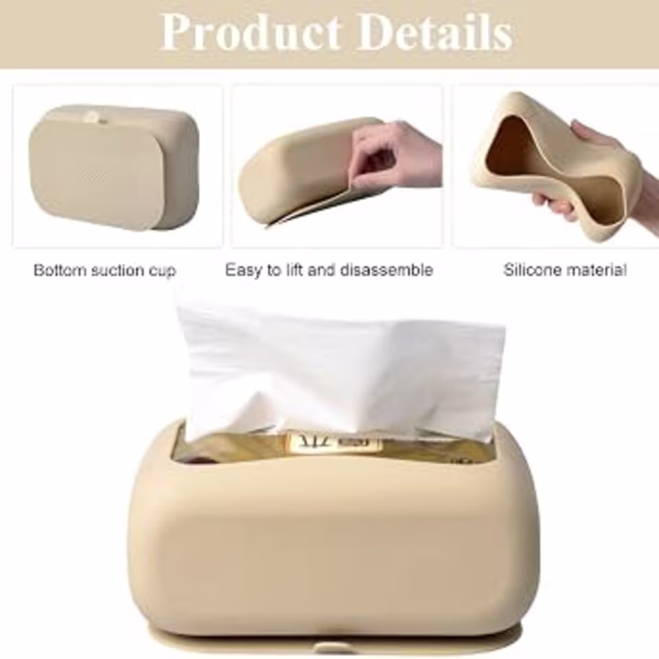 Soft Silicone Desktop Tissue Box Cover with Bottom Suction Cup - View 4