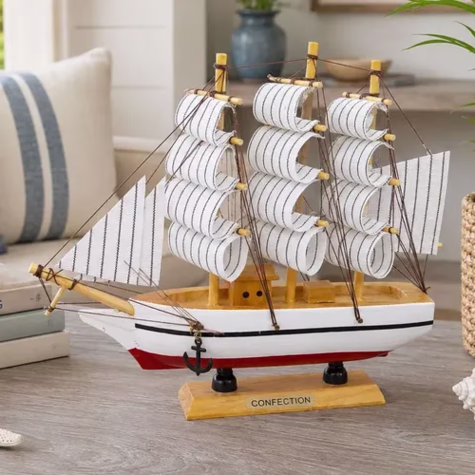 Vintage Wooden Sailing Boat Model Miniature - View 2