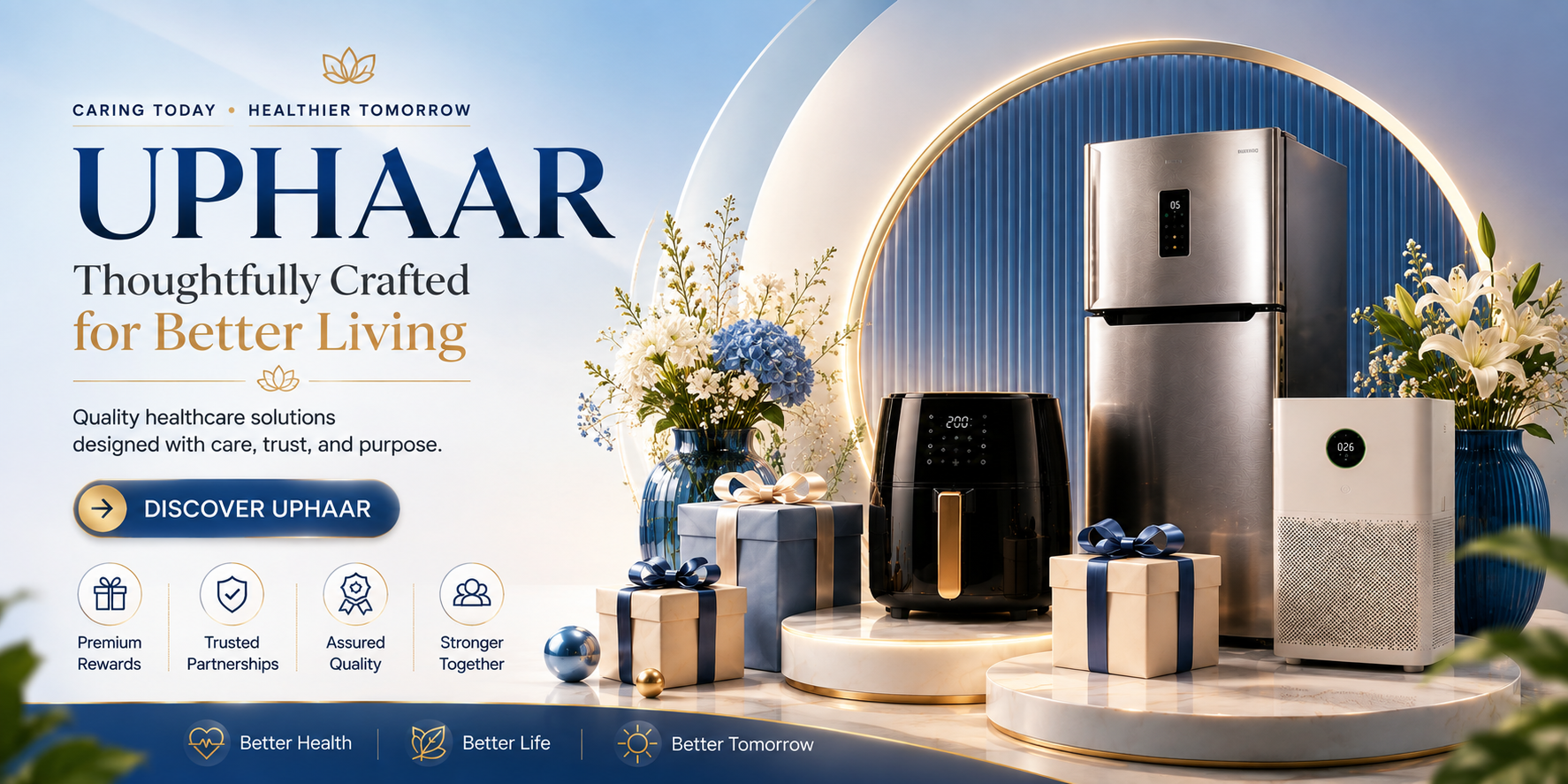 UPHAAR — thoughtfully crafted for better living. Premium rewards for chemists.