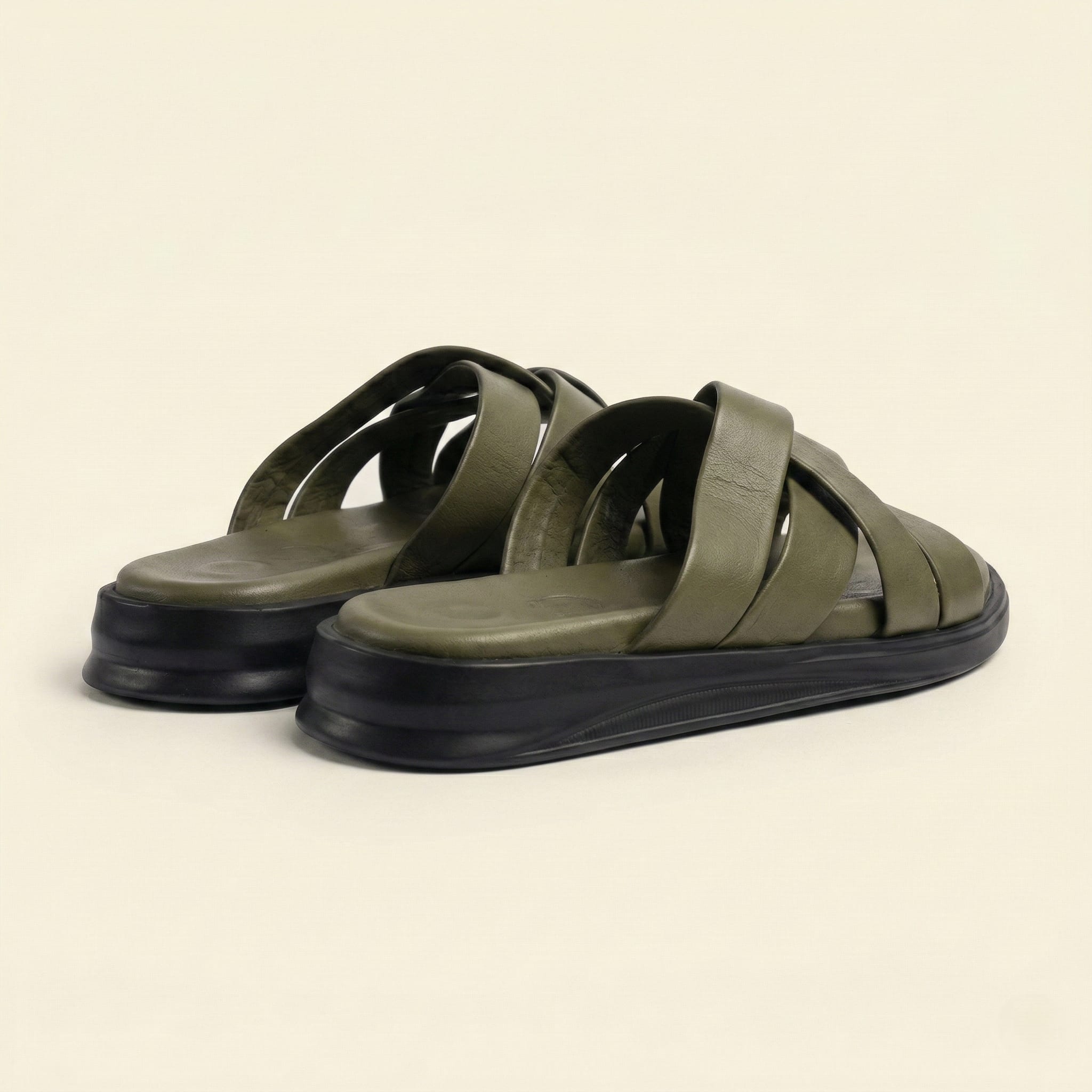 The Riviera Leather Sandal – Army Green view 4