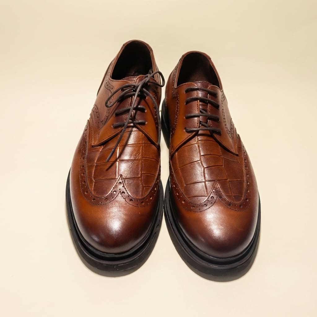The Imperial Croc Lace-Up – Tan Edition view 2