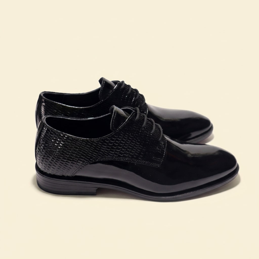 The Black Tie Patent Oxford - Black view 3