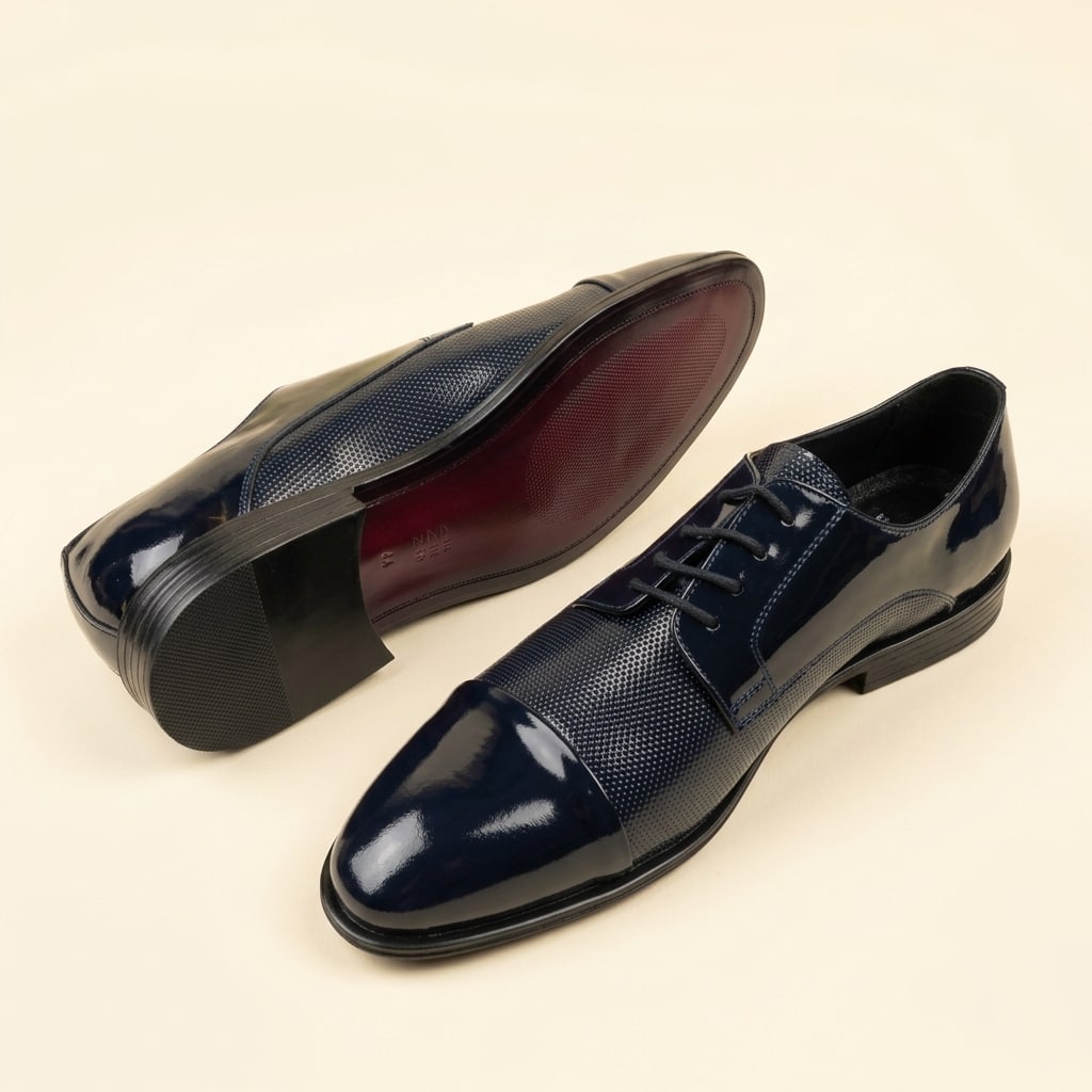 The Black Tie Patent Oxford - Navy