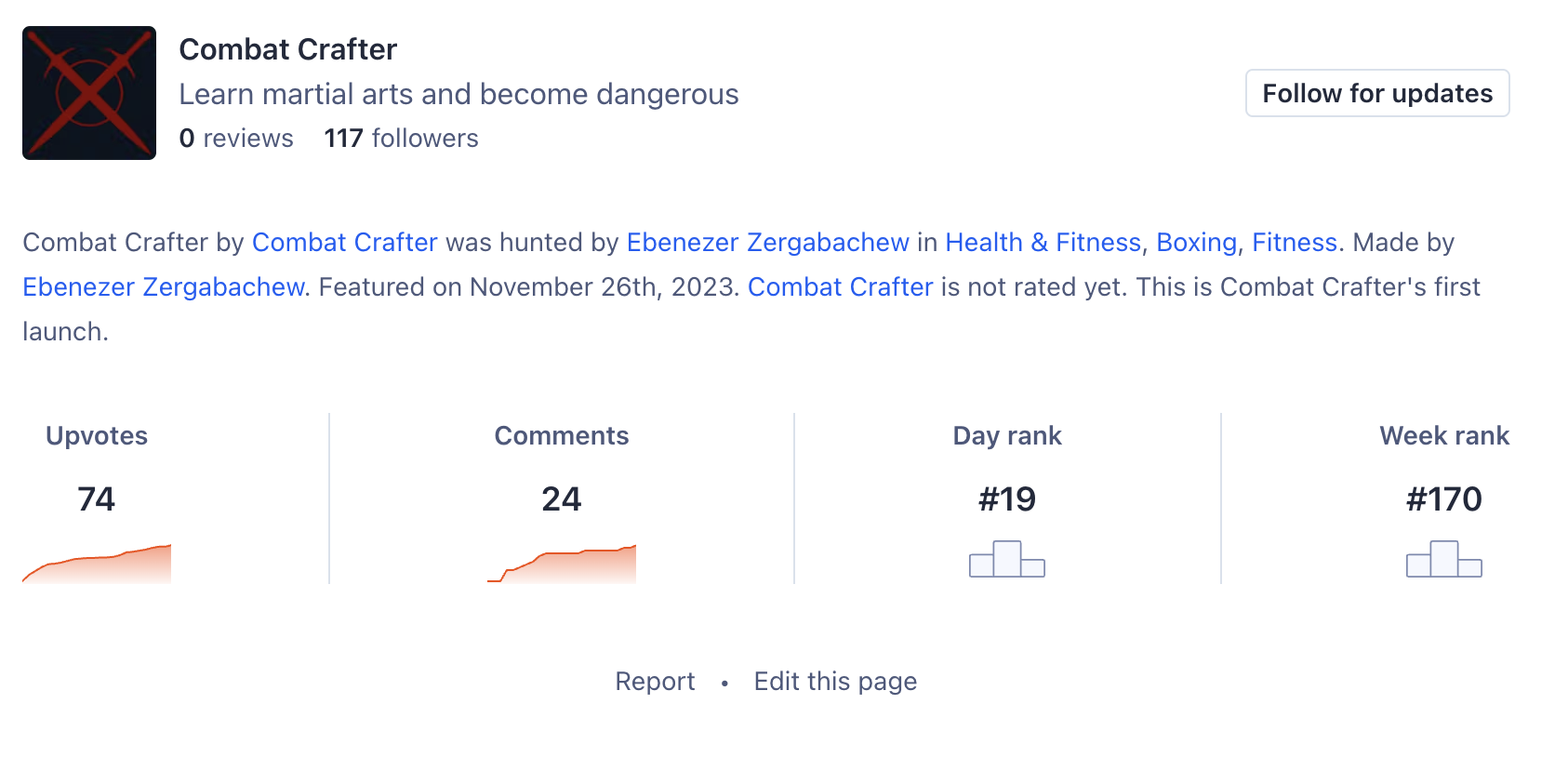 combat crafter product hunt screenshot