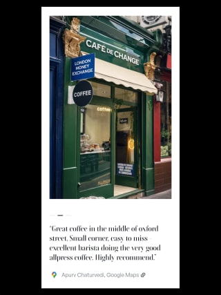 Café de Change customer review page