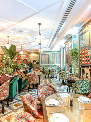 Colorfully decorated restaurant interior