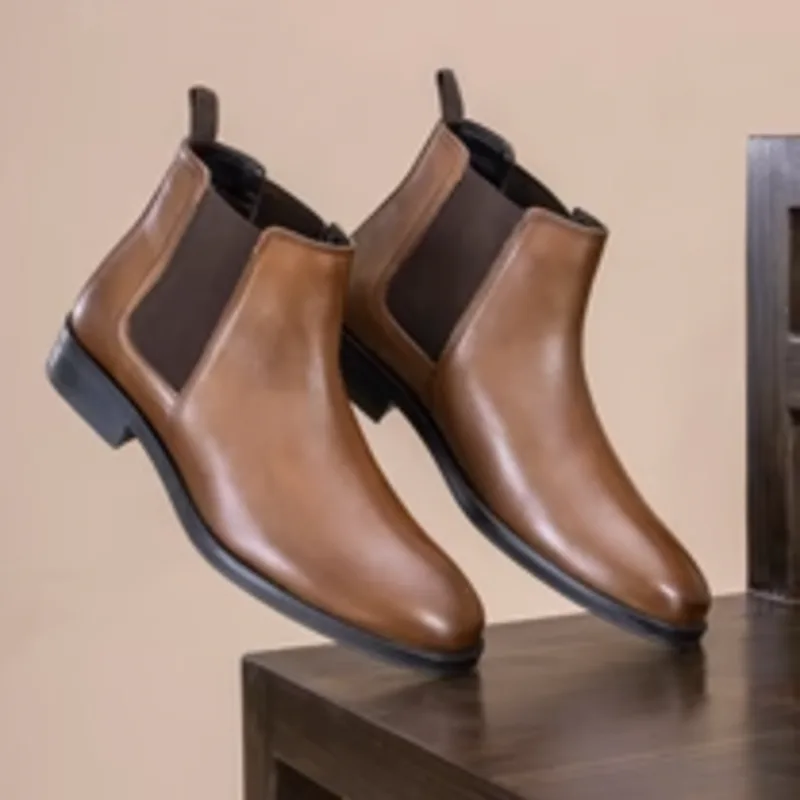 Chelsea Boots  Real Leather Shoes With High-Top Pattern